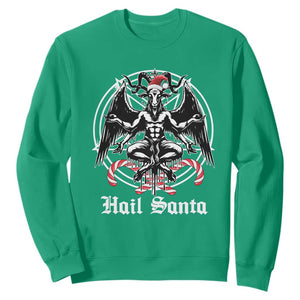 Hail Santa Gothic Christmas Sweatshirt Baphomet Gothmas Pentagram TS11 Irish Green Print Your Wear