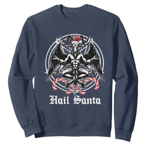 Hail Santa Gothic Christmas Sweatshirt Baphomet Gothmas Pentagram TS11 Navy Print Your Wear