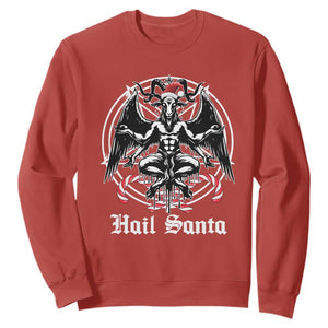 Hail Santa Gothic Christmas Sweatshirt Baphomet Gothmas Pentagram TS11 Red Print Your Wear