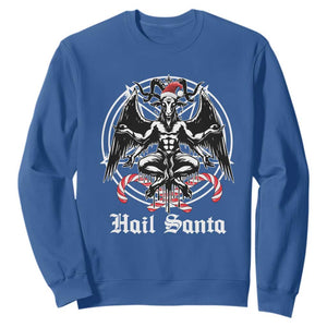 Hail Santa Gothic Christmas Sweatshirt Baphomet Gothmas Pentagram TS11 Royal Blue Print Your Wear