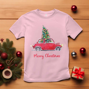 Merry Christmas T Shirt Vintage Xmas Tree Car TS11 Light Pink Print Your Wear