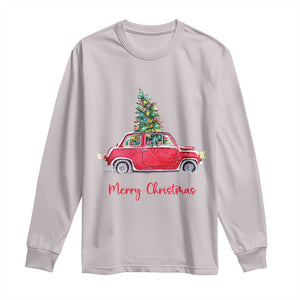 Merry Christmas Long Sleeve Shirt Vintage Xmas Tree Car TS11 Ice Gray Print Your Wear