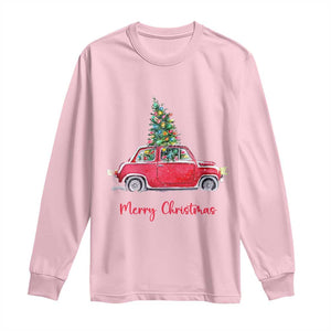 Merry Christmas Long Sleeve Shirt Vintage Xmas Tree Car TS11 Light Pink Print Your Wear