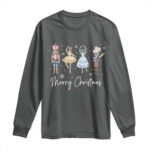 Merry Christmas Nutcracker Ballerina Mouseking Long Sleeve Shirt TS11 Dark Heather Print Your Wear