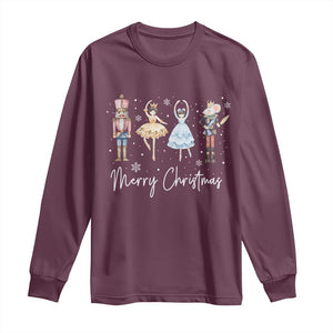 Merry Christmas Nutcracker Ballerina Mouseking Long Sleeve Shirt TS11 Maroon Print Your Wear