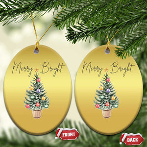 Xmas Christmas Ornament Merry And Bright Retro Xmas Tree TS11 Oval Gold Print Your Wear