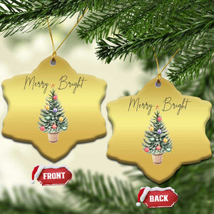 Xmas Christmas Ornament Merry And Bright Retro Xmas Tree TS11 Snow Flake Gold Print Your Wear