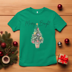 Christmas T Shirt Merry And Bright Retro Xmas Tree TS11 Irish Green Print Your Wear