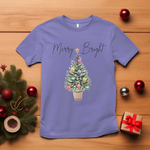 Christmas T Shirt Merry And Bright Retro Xmas Tree TS11 Violet Print Your Wear