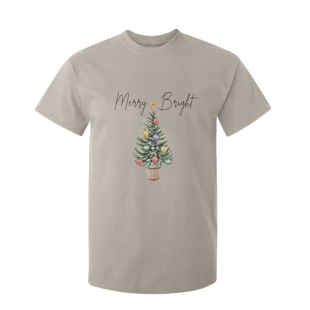 Christmas T Shirt For Kid Merry And Bright Retro Xmas Tree TS11 Sand Print Your Wear
