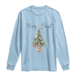 Christmas Long Sleeve Shirt Merry And Bright Retro Xmas Tree TS11 Light Blue Print Your Wear