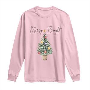 Christmas Long Sleeve Shirt Merry And Bright Retro Xmas Tree TS11 Light Pink Print Your Wear