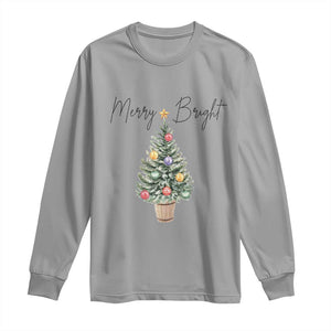 Christmas Long Sleeve Shirt Merry And Bright Retro Xmas Tree TS11 Sport Gray Print Your Wear