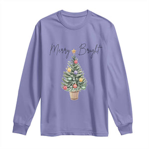 Christmas Long Sleeve Shirt Merry And Bright Retro Xmas Tree TS11 Violet Print Your Wear