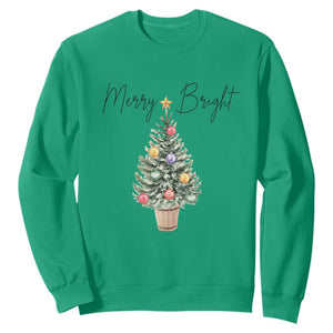 Christmas Sweatshirt Merry And Bright Retro Xmas Tree TS11 Irish Green Print Your Wear