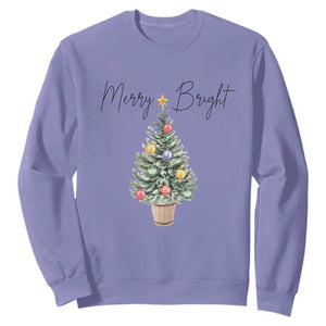 Christmas Sweatshirt Merry And Bright Retro Xmas Tree TS11 Violet Print Your Wear