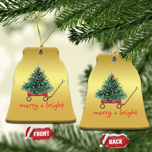 Xmas Christmas Ornament Merry And Bright Retro Xmas Tree Wagon TS11 Bell Flake Gold Print Your Wear