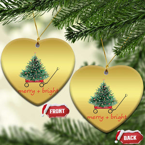 Xmas Christmas Ornament Merry And Bright Retro Xmas Tree Wagon TS11 Heart Gold Print Your Wear