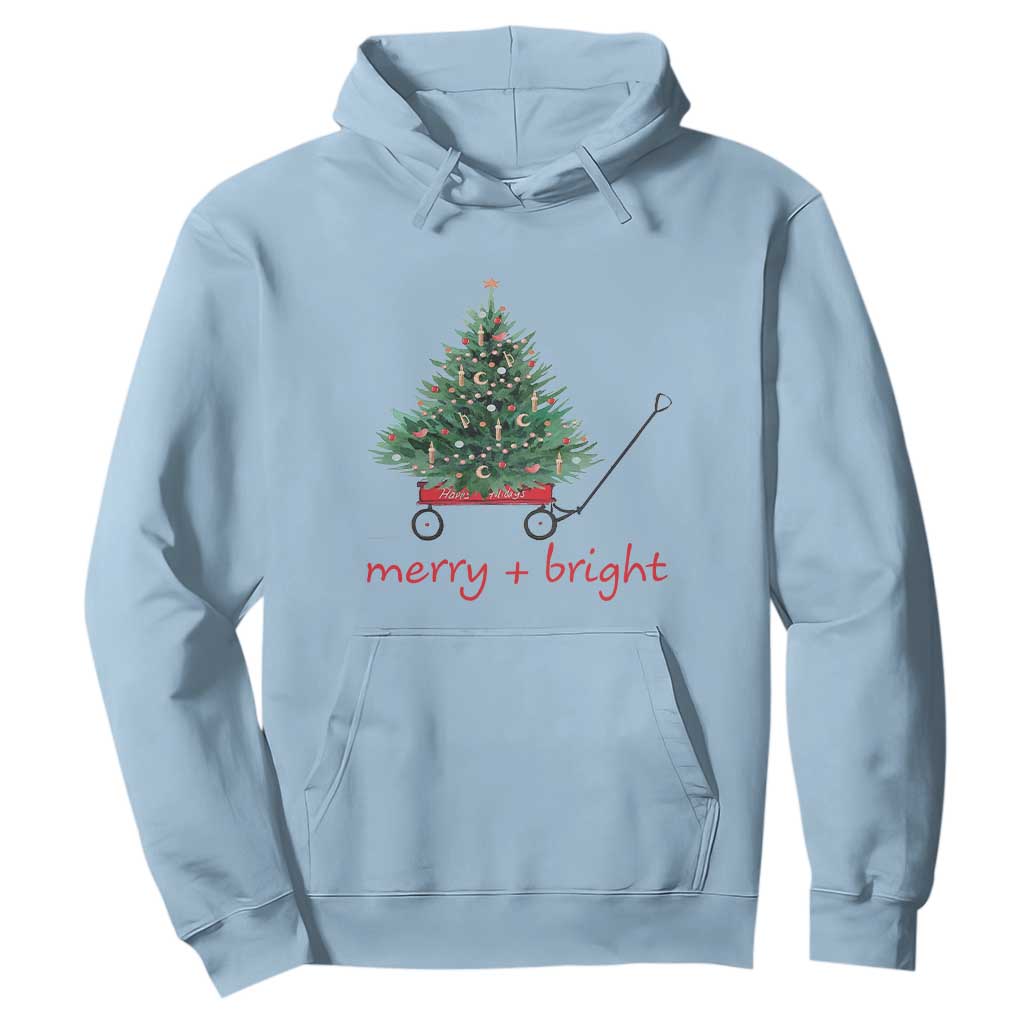 Christmas Hoodie Merry And Bright Retro Xmas Tree Wagon TS11 Light Blue Print Your Wear