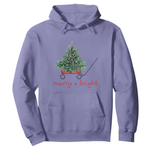 Christmas Hoodie Merry And Bright Retro Xmas Tree Wagon TS11 Violet Print Your Wear