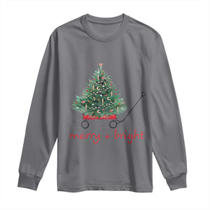 Christmas Long Sleeve Shirt Merry And Bright Retro Xmas Tree Wagon TS11 Charcoal Print Your Wear