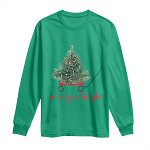 Christmas Long Sleeve Shirt Merry And Bright Retro Xmas Tree Wagon TS11 Irish Green Print Your Wear