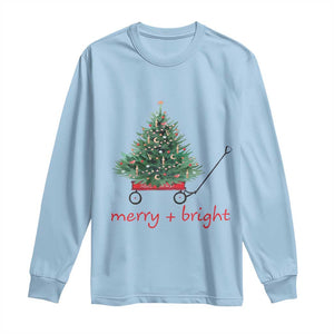 Christmas Long Sleeve Shirt Merry And Bright Retro Xmas Tree Wagon TS11 Light Blue Print Your Wear