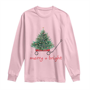 Christmas Long Sleeve Shirt Merry And Bright Retro Xmas Tree Wagon TS11 Light Pink Print Your Wear