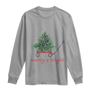 Christmas Long Sleeve Shirt Merry And Bright Retro Xmas Tree Wagon TS11 Sport Gray Print Your Wear