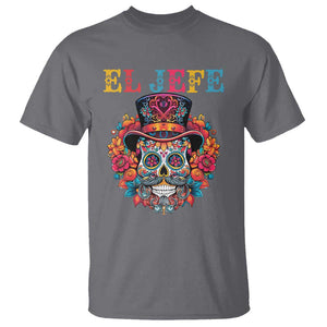 Day Of The Dead T Shirt El Jefe Sugar Skull Mexican Boss Spanish Dia De Los Muertos TS11 Charcoal Print Your Wear