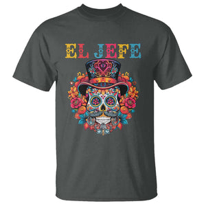 Day Of The Dead T Shirt El Jefe Sugar Skull Mexican Boss Spanish Dia De Los Muertos TS11 Dark Heather Print Your Wear