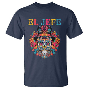 Day Of The Dead T Shirt El Jefe Sugar Skull Mexican Boss Spanish Dia De Los Muertos TS11 Navy Print Your Wear