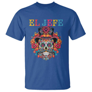 Day Of The Dead T Shirt El Jefe Sugar Skull Mexican Boss Spanish Dia De Los Muertos TS11 Royal Blue Print Your Wear