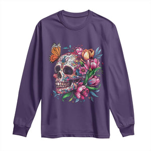 Day Of The Dead Long Sleeve Shirt Vintage Sugar Skull Flower Butterfly TS11 Purple Print Your Wear