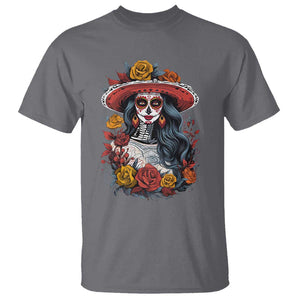 Day Of The Dead T Shirt La Catrina De Los Muertos Sugar Skull TS11 Charcoal Print Your Wear