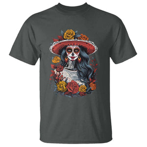 Day Of The Dead T Shirt La Catrina De Los Muertos Sugar Skull TS11 Dark Heather Print Your Wear