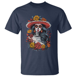 Day Of The Dead T Shirt La Catrina De Los Muertos Sugar Skull TS11 Navy Print Your Wear