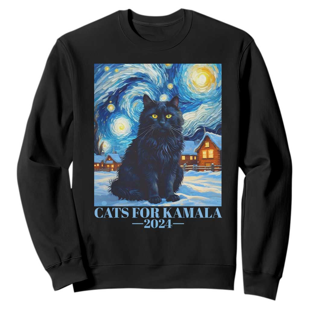 Harris Christmas Sweatshirt Cats For Kamala 2024 Black Yule Cat TS11 Black Print Your Wear