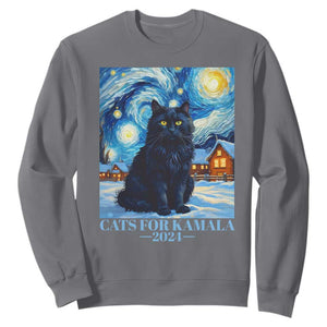 Harris Christmas Sweatshirt Cats For Kamala 2024 Black Yule Cat TS11 Charcoal Print Your Wear