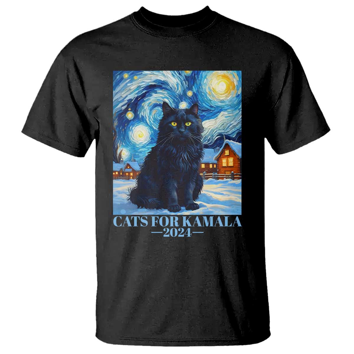 Harris Christmas T Shirt Cats For Kamala 2024 Black Yule Cat TS11 Black Print Your Wear