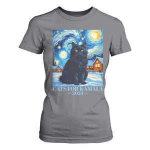 Harris Christmas T Shirt For Women Cats For Kamala 2024 Black Yule Cat TS11 Charcoal Print Your Wear