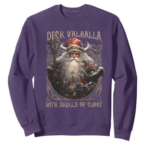 Viking Christmas Sweatshirt Deck Valhalla With Skulls Of Glory Santa Yule Xmas TS11 Purple Print Your Wear