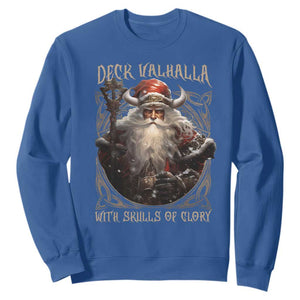 Viking Christmas Sweatshirt Deck Valhalla With Skulls Of Glory Santa Yule Xmas TS11 Royal Blue Print Your Wear