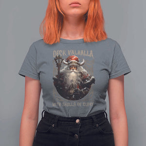 Viking Christmas T Shirt For Women Deck Valhalla With Skulls Of Glory Santa Yule Xmas TS11 Charcoal Print Your Wear