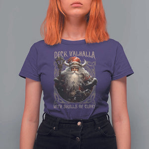 Viking Christmas T Shirt For Women Deck Valhalla With Skulls Of Glory Santa Yule Xmas TS11 Purple Print Your Wear