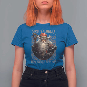 Viking Christmas T Shirt For Women Deck Valhalla With Skulls Of Glory Santa Yule Xmas TS11 Royal Blue Print Your Wear