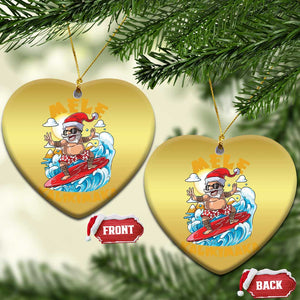 Xmas In Hawaii Christmas Ornament Mele Kalikimaka Surfing Santa Kakau Tattoo TS11 Heart Gold Print Your Wear