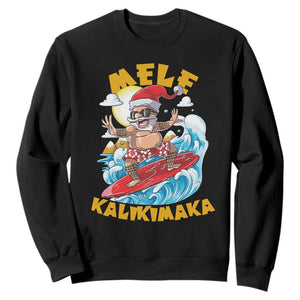 Christmas In Hawaii Sweatshirt Mele Kalikimaka Surfing Santa Kakau Tattoo TS11 Black Print Your Wear