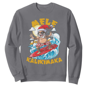 Christmas In Hawaii Sweatshirt Mele Kalikimaka Surfing Santa Kakau Tattoo TS11 Charcoal Print Your Wear