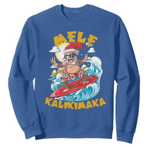 Christmas In Hawaii Sweatshirt Mele Kalikimaka Surfing Santa Kakau Tattoo TS11 Royal Blue Print Your Wear